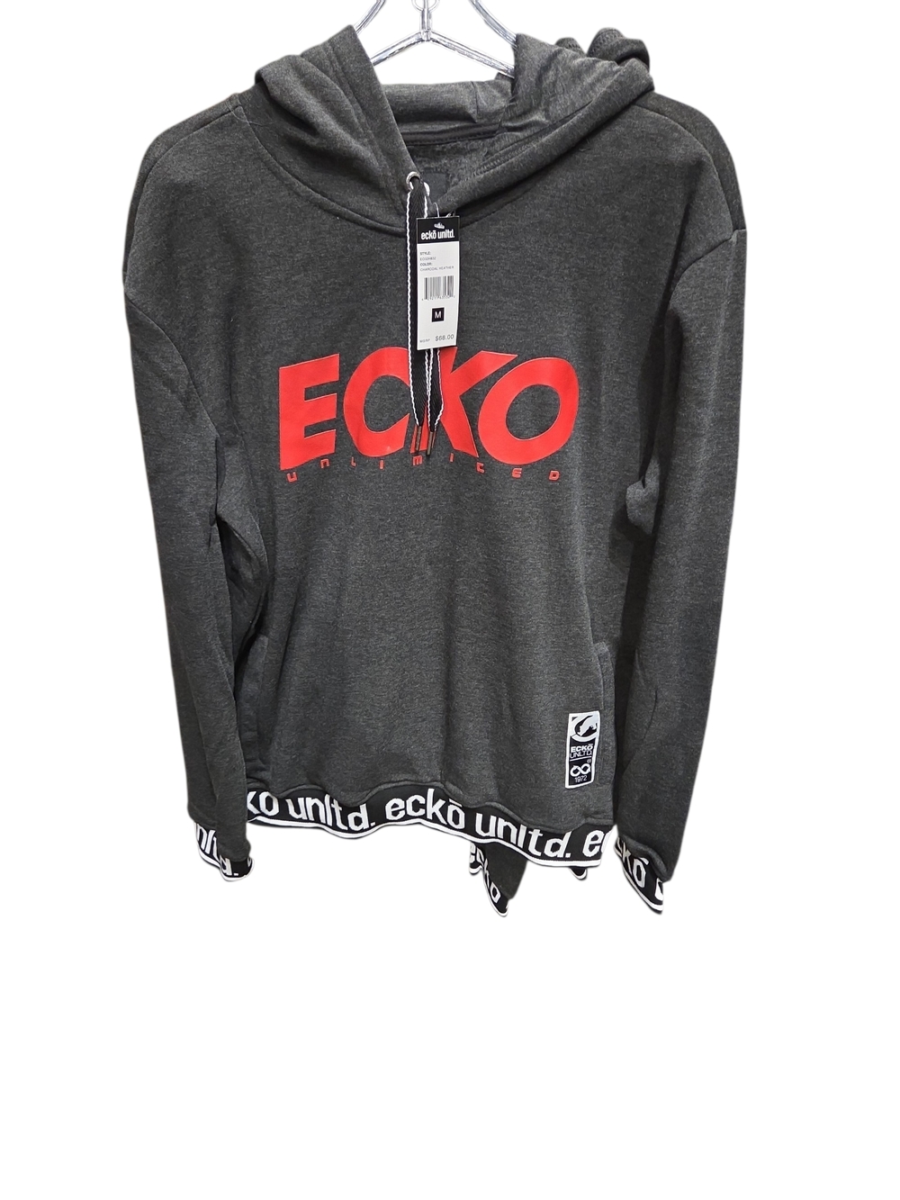 Ecko Unlimited Medium M Men's Charcoal Heather Hoodie with Red Logo